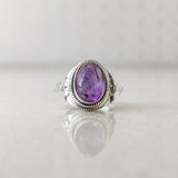 'Boho' Amethyst 925 Solid Sterling Silver Ring Oval