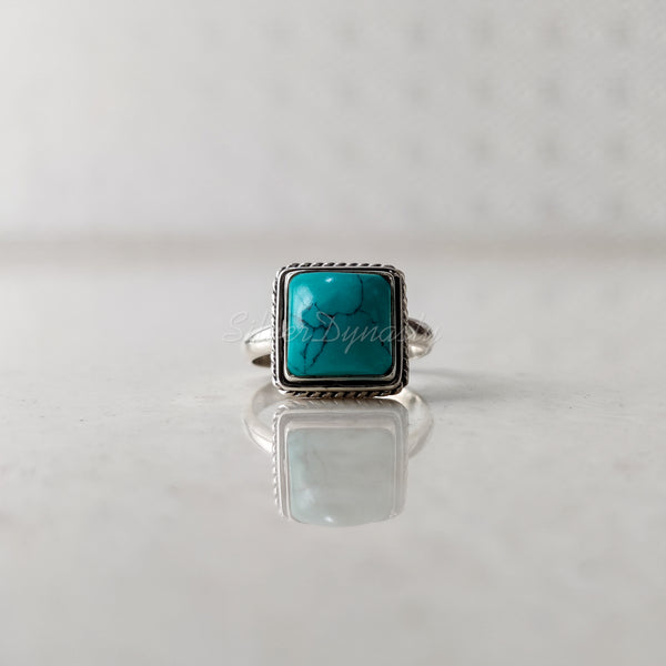 'Boho' Turquoise 925 Solid Sterling Silver Ring