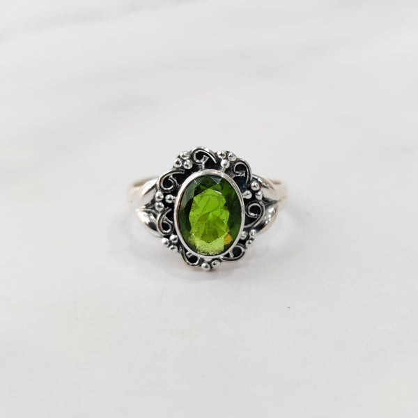 'Flower' Peridot 925 Solid Sterling Silver Ring