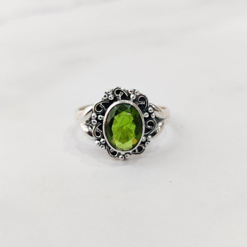 'Flower' Peridot 925 Solid Sterling Silver Ring