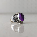 'Boho' Amethyst 925 Solid Sterling Silver Ring Oval