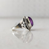 'Boho' Amethyst 925 Solid Sterling Silver Ring Oval