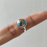 'Minimalist' Oyster Copper Turquoise 925 Solid Sterling Silver Ring