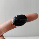 'Designer' Black Onyx 925 Solid Sterling Silver Ring Oval