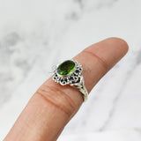 'Flower' Peridot 925 Solid Sterling Silver Ring