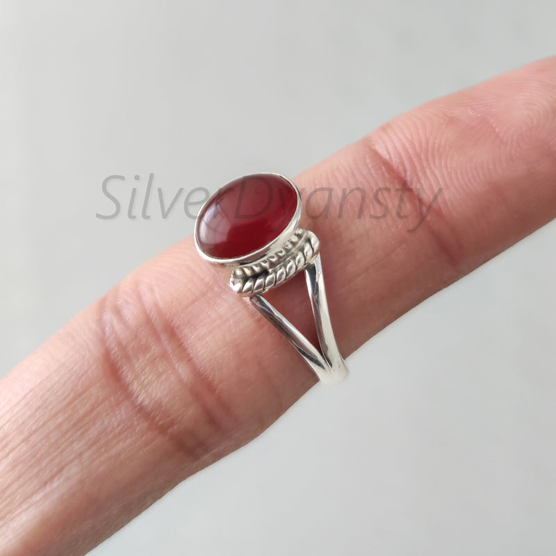 'Modern' Carnelian 925 Solid Sterling Silver Designer Ring