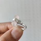 'Designer' Rose Quartz Ring 925 Solid Sterling Silver Ring