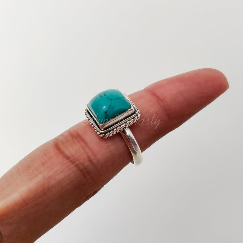 'Boho' Turquoise 925 Solid Sterling Silver Ring