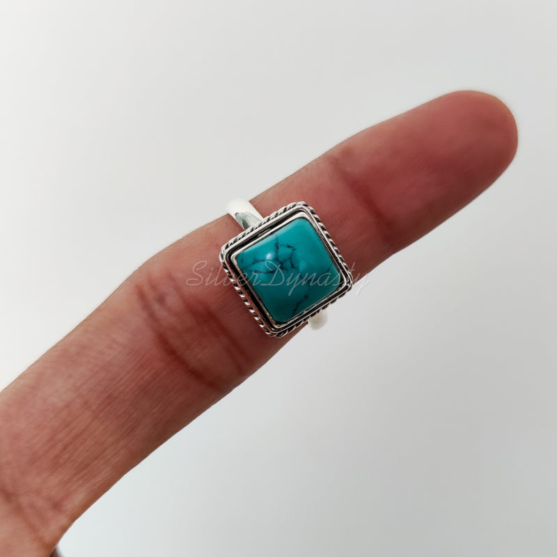 'Boho' Turquoise 925 Solid Sterling Silver Ring