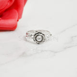 'Gorgeous' Silver Flower Band,925 Solid Sterling Silver Ring,