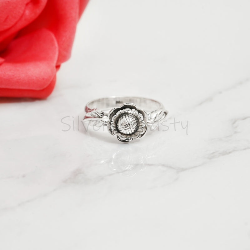 'Gorgeous' Silver Flower Band,925 Solid Sterling Silver Ring,