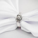 'Gorgeous' Silver Flower Band,925 Solid Sterling Silver Ring,