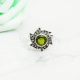 'Flower' Peridot 925 Solid Sterling Silver Ring