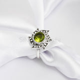 'Flower' Peridot 925 Solid Sterling Silver Ring