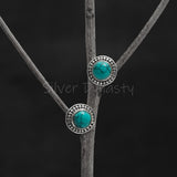 Turquoise 925 Solid Sterling Silver Earrings, Turquoise Studs