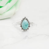 Larimar Ring, 925 Solid Sterling Silver Ring