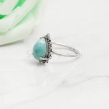 Larimar Ring, 925 Solid Sterling Silver Ring