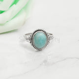 Larimar Ring, 925 Solid Sterling Silver Ring