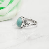 Larimar Ring, 925 Solid Sterling Silver Ring