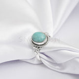 Larimar Ring, 925 Solid Sterling Silver Ring