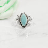 Larimar Ring, 925 Solid Sterling Silver Ring