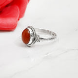 'Fortuna' Carnelian 925 Solid Sterling Silver Ring