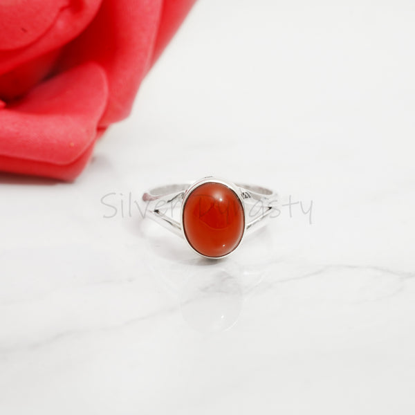 'Fortuna' Carnelian 925 Solid Sterling Silver Ring