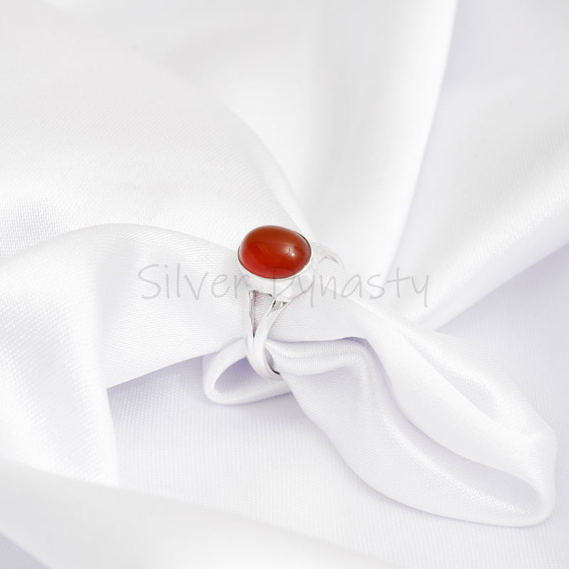 'Fortuna' Carnelian 925 Solid Sterling Silver Ring