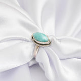 Larimar Ring, 925 Solid Sterling Silver Ring