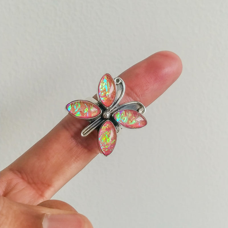 Butterfly Dichroic Glass 925 Solid Sterling Silver Ring