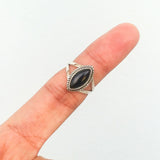 'Minimalist' Black Onyx 925 Solid Sterling Silver Ring