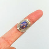 'Boho' Purple Copper Turquoise 925 Solid Sterling Silver Ring