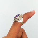 'Boho' Purple Copper Turquoise 925 Solid Sterling Silver Ring