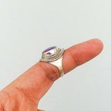 'Boho' Purple Copper Turquoise 925 Solid Sterling Silver Ring