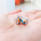 'Classic' Oyster Copper Turquoise 925 Solid Sterling Silver Studs