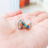 'Classic' Oyster Copper Turquoise 925 Solid Sterling Silver Studs