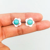 'Flower' Turquoise 925 Solid Sterling Silver Studs