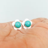 'Flower' Turquoise 925 Solid Sterling Silver Studs