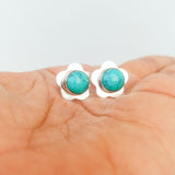 'Flower' Turquoise 925 Solid Sterling Silver Studs