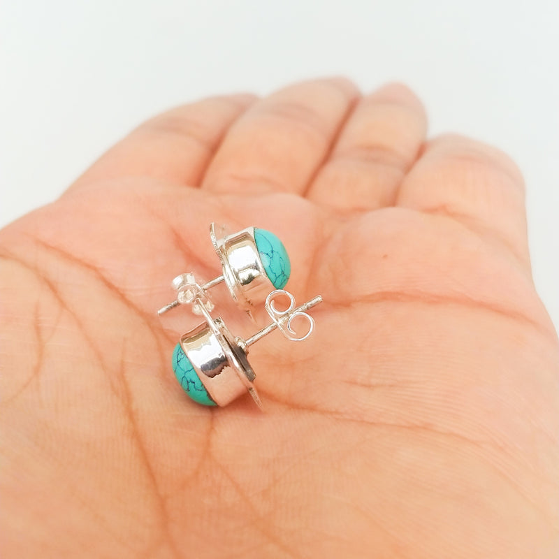 'Flower' Turquoise 925 Solid Sterling Silver Studs