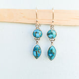 'Boho' Blue Copper Turquoise 925 Solid Sterling Silver Earrings