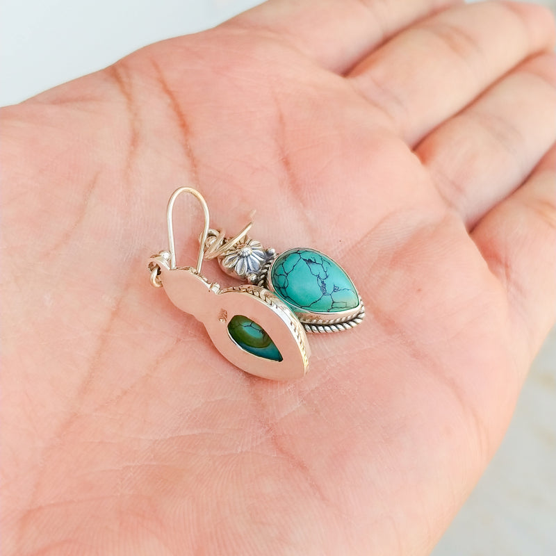 'Boho' Turquoise 925 Solid Sterling Silver Earrings