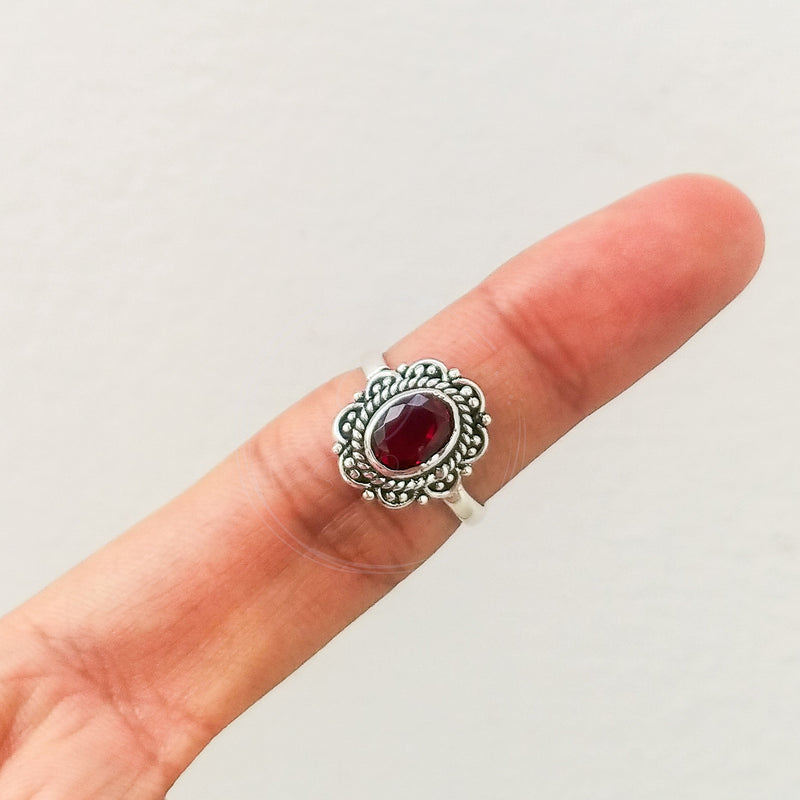 'BIA' Garnet 925 Solid Sterling Silver Ring