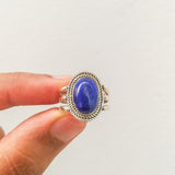 'Boho' Lapis Lazuli 925 Solid Sterling Silver Ring