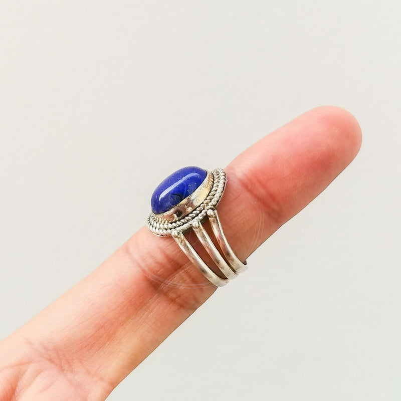 'Boho' Lapis Lazuli 925 Solid Sterling Silver Ring