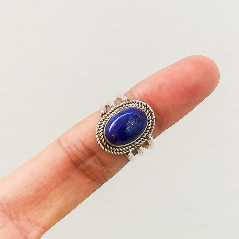 'Boho' Lapis Lazuli 925 Solid Sterling Silver Ring