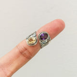 'Boho' Multistone Amethyst and Citrine 925 Solid Sterling Silver Ring