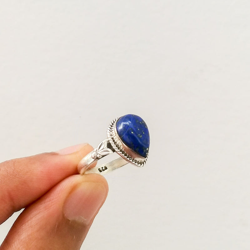 'Bohmin' Lapis Lazuli 925 Solid Sterling Silver Ring