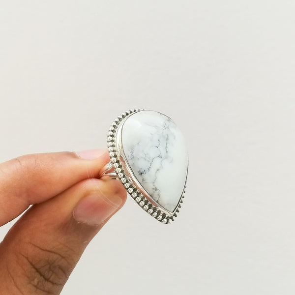 'BIA' Howlite 925 Solid Sterling Silver Ring