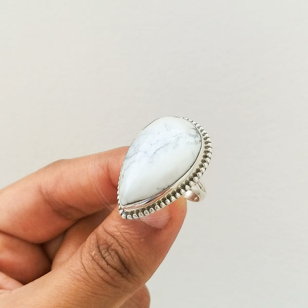 'BIA' Howlite 925 Solid Sterling Silver Ring